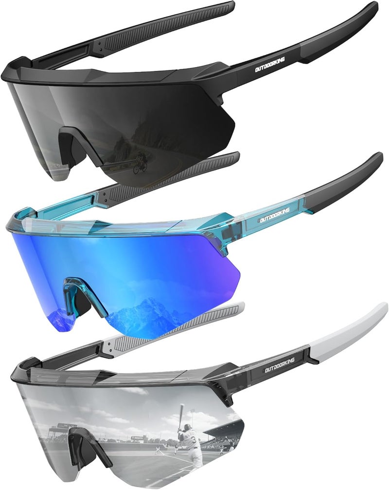 QALLY Store Polarized Sports Sunglasses for Men, UV400 Protection Mens Sunglasses Wrap Around Sun Glasses for Cycling Running - Image 1